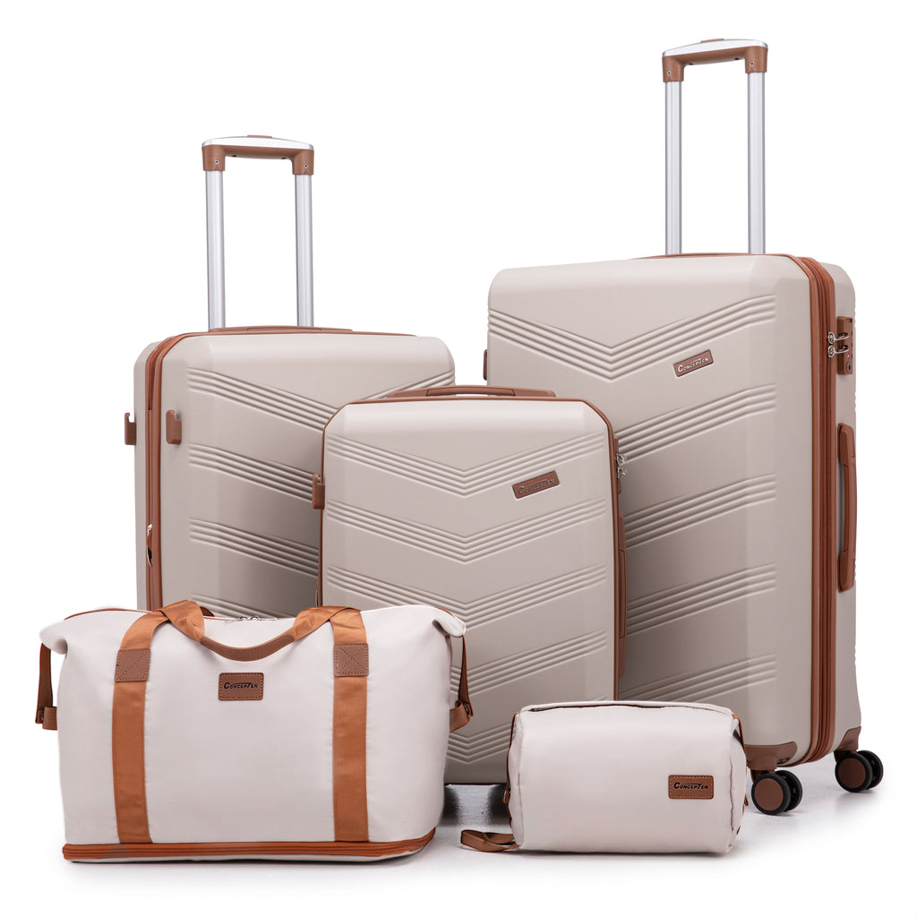 Concepten 5-Piece Expandable Hardshell Luggage Set with Spinner Wheels and TSA Lock（20"Carry-on and 24" Travel Suitcase、28"Checked Luggage) Suitable for Business and Family Travel