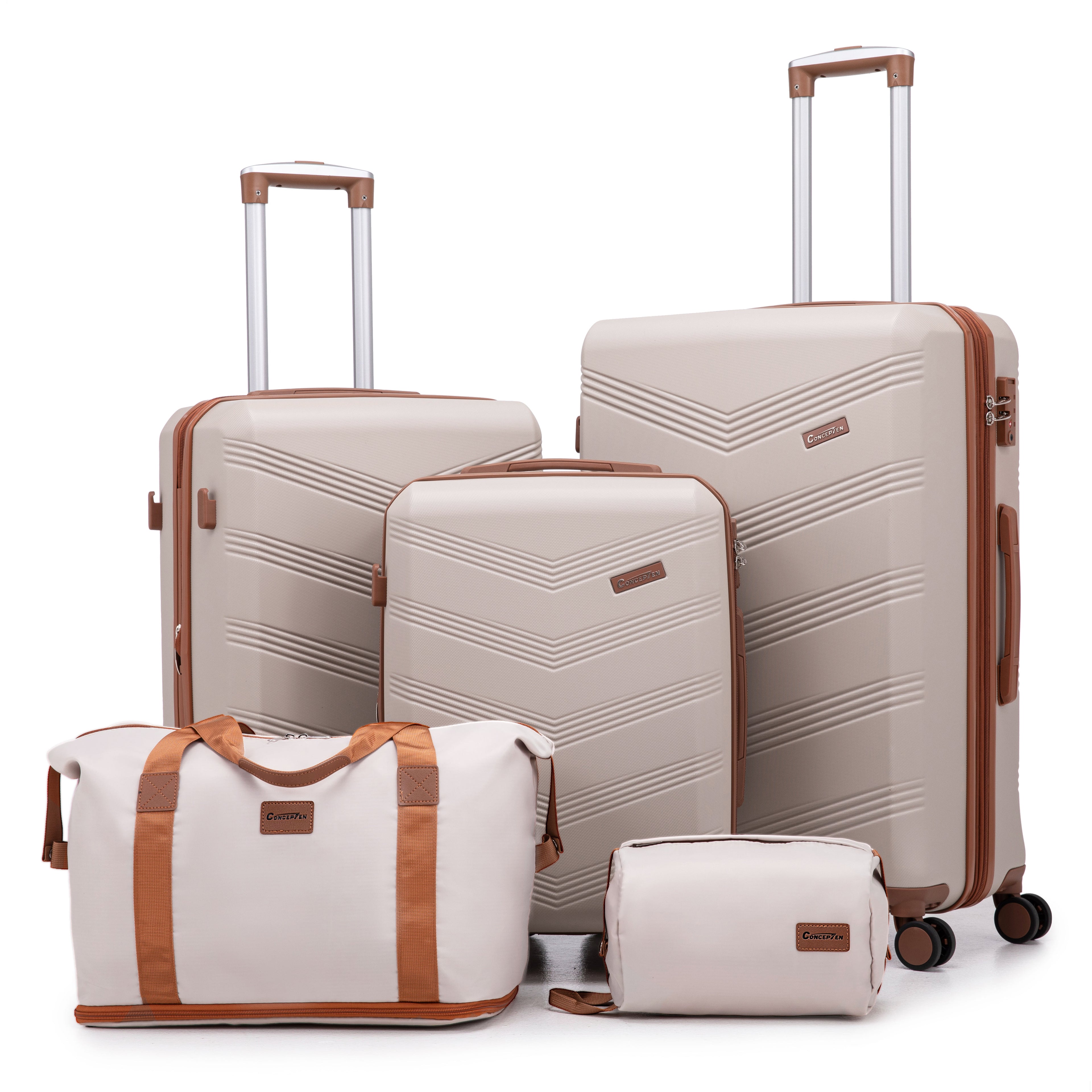 Concepten 5-Piece Expandable Hardshell Luggage Set with Spinner Wheels and TSA Lock（20"Carry-on and 24" Travel Suitcase、28"Checked Luggage) Suitable for Business and Family Travel