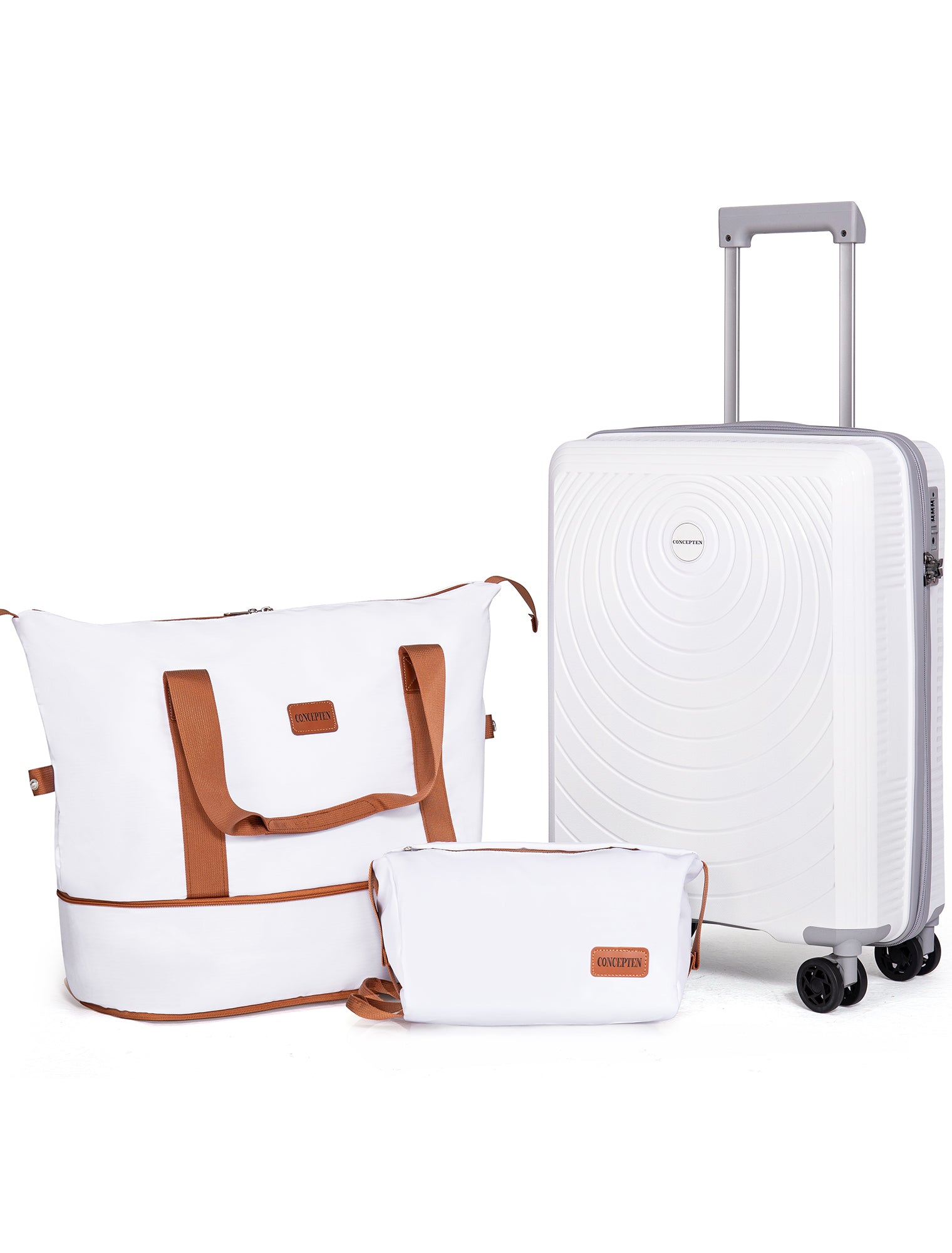 Concepten 3-Piece Carry on Luggage Set, PP Material Hard Shell Suitcase with TSA Lock for Rotating Wheels，Lightweight and Drop Resistant Suitcase