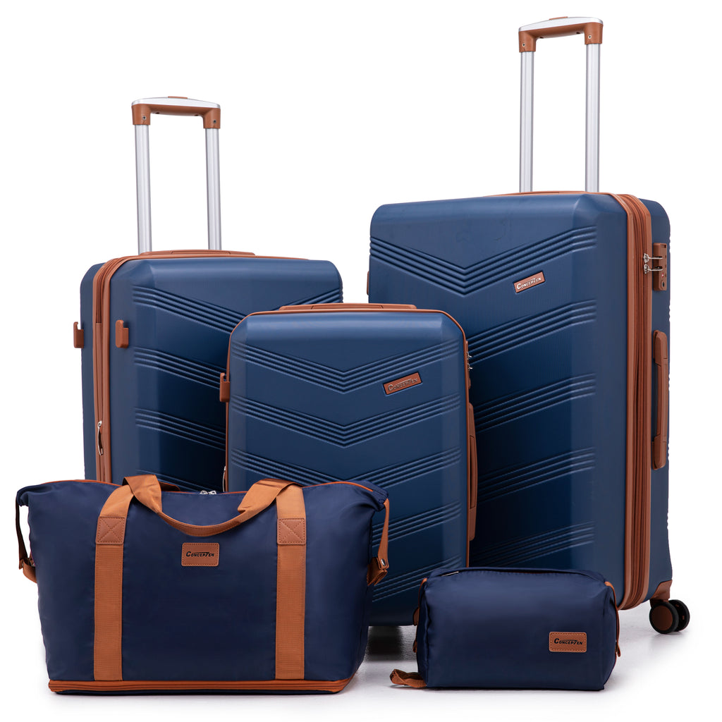 Concepten 5-Piece Expandable Hardshell Luggage Set with Spinner Wheels and TSA Lock（20"Carry-on and 24" Travel Suitcase、28"Checked Luggage) Suitable for Business and Family Travel