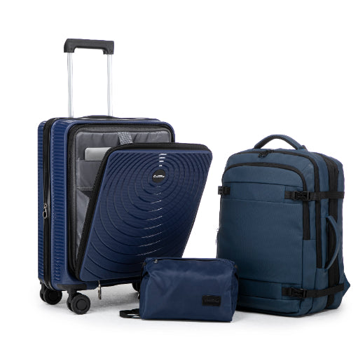 CONCEPTEN Front-Opening 3-Piece PP Material Luggage Set, Featuring Swivel Wheels And TSA Lock For Travel