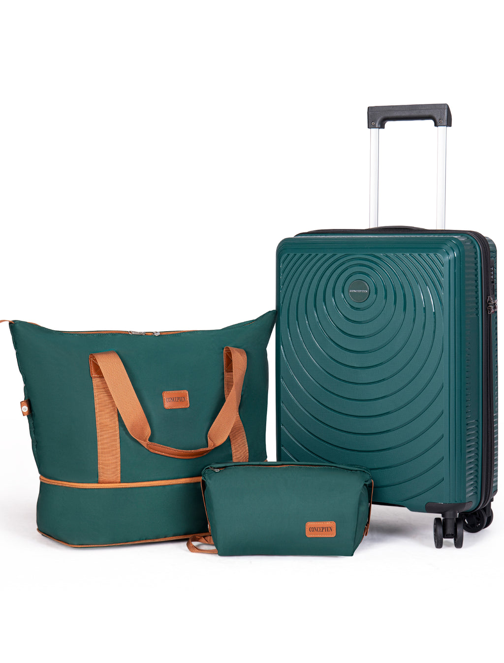 Concepten 3-Piece Carry on Luggage Set, PP Material Hard Shell Suitcase with TSA Lock for Rotating Wheels，Lightweight and Drop Resistant Suitcase