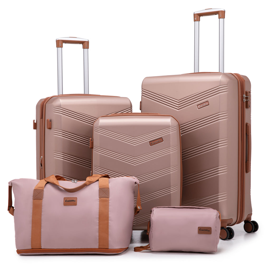 Concepten 5-Piece Expandable Hardshell Luggage Set with Spinner Wheels and TSA Lock（20"Carry-on and 24" Travel Suitcase、28"Checked Luggage) Suitable for Business and Family Travel