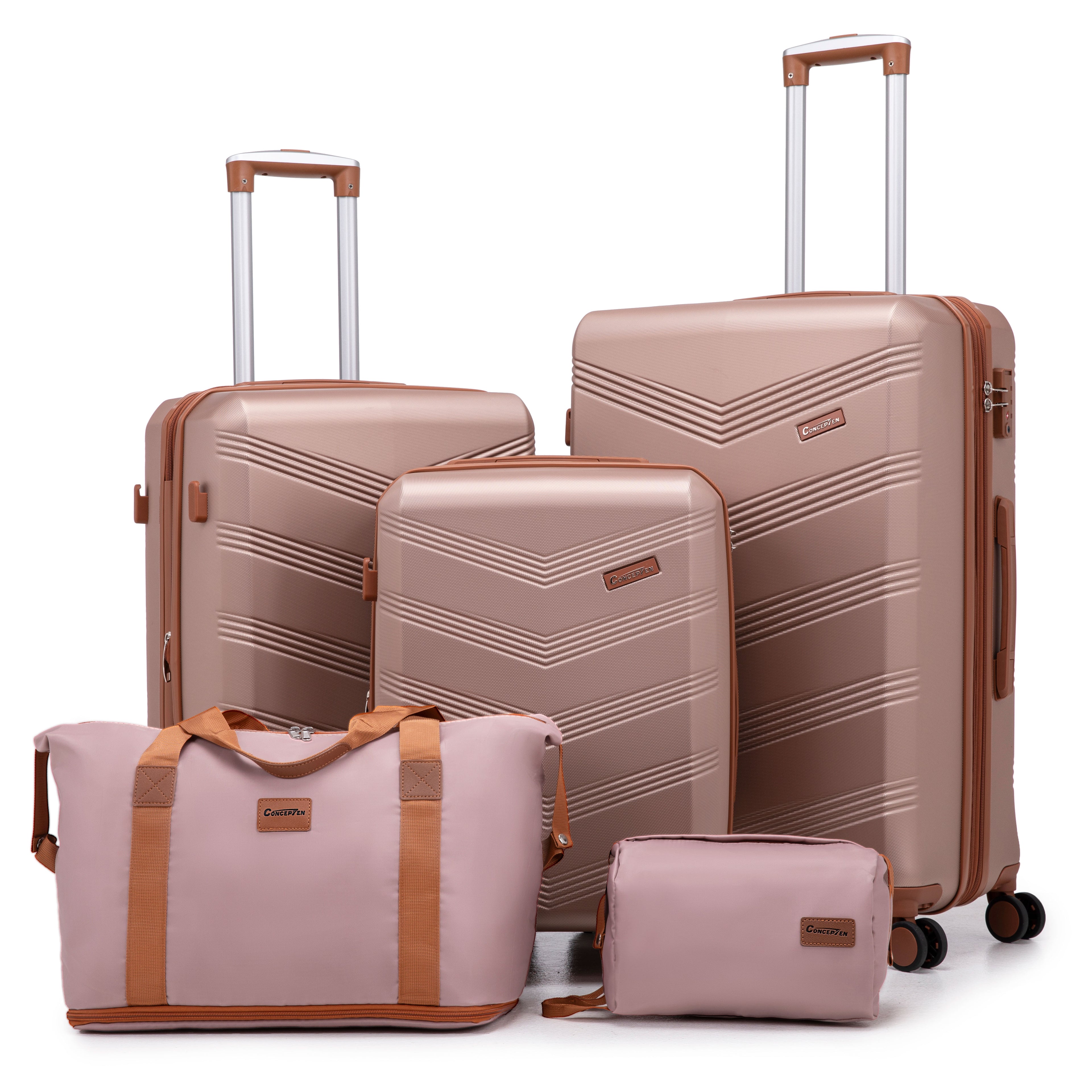 Concepten 5-Piece Expandable Hardshell Luggage Set with Spinner Wheels and TSA Lock（20"Carry-on and 24" Travel Suitcase、28"Checked Luggage) Suitable for Business and Family Travel