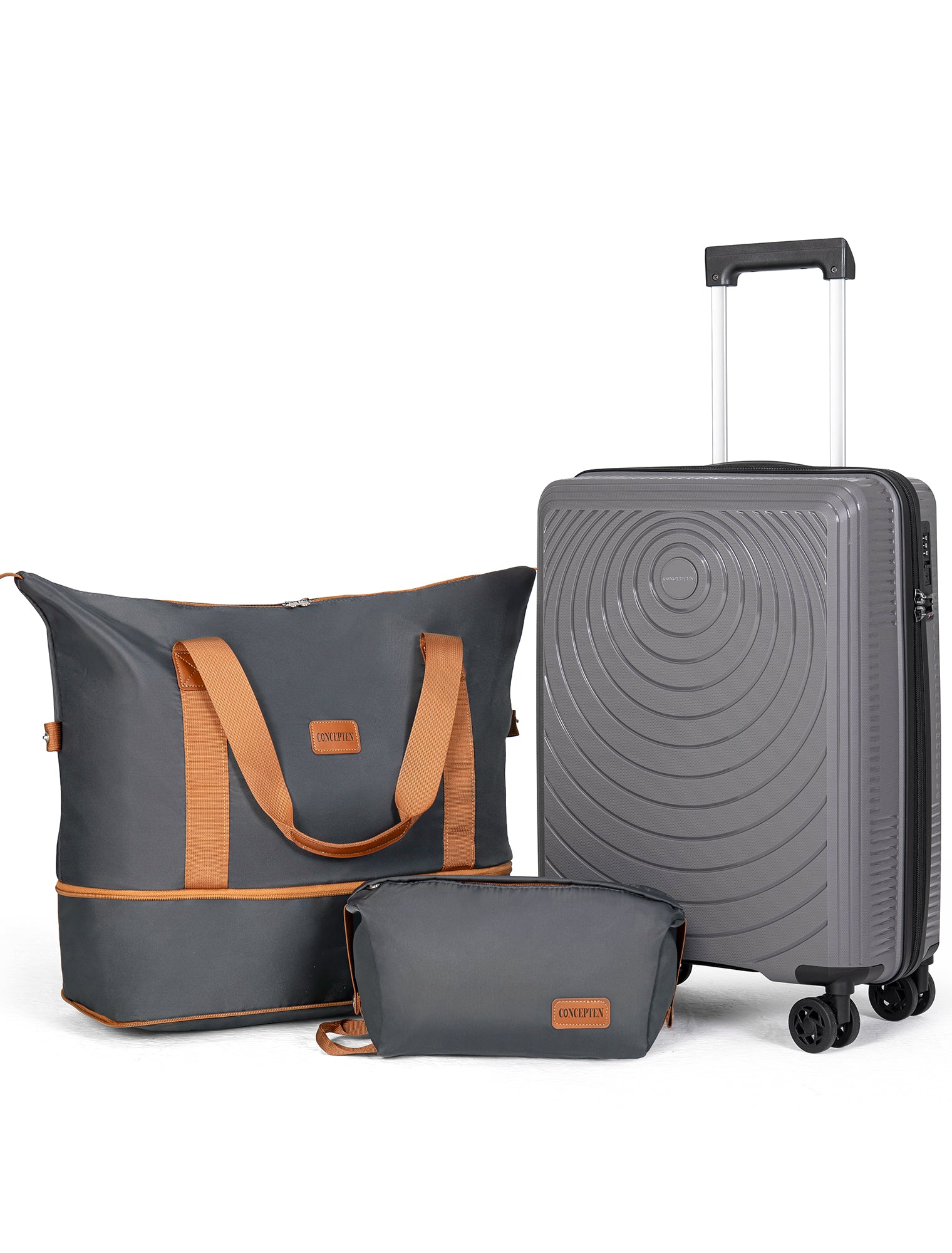 Concepten 3-Piece Carry on Luggage Set, PP Material Hard Shell Suitcase with TSA Lock for Rotating Wheels，Lightweight and Drop Resistant Suitcase