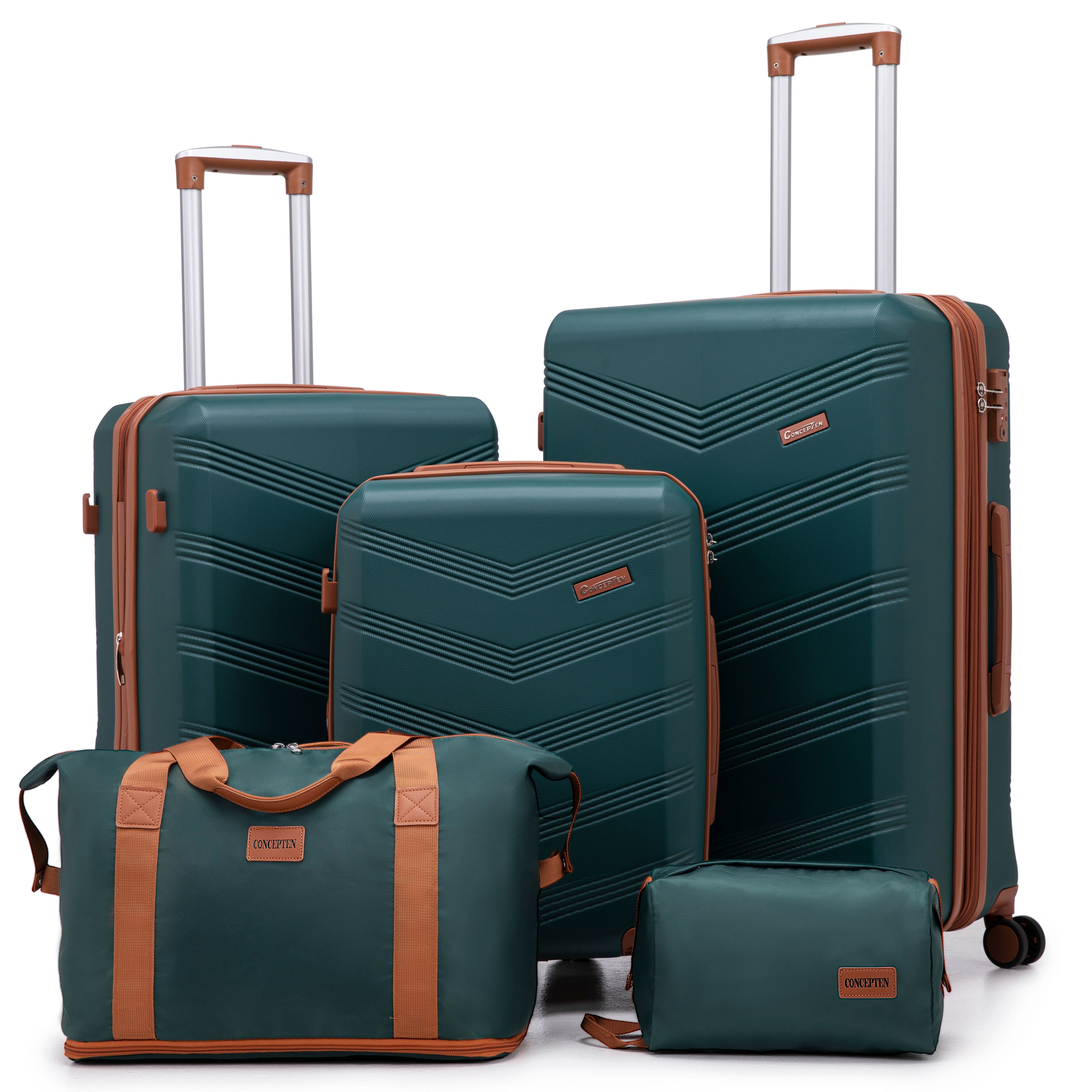 Concepten 5-Piece Expandable Hardshell Luggage Set with Spinner Wheels and TSA Lock（20"Carry-on and 24" Travel Suitcase、28"Checked Luggage) Suitable for Business and Family Travel