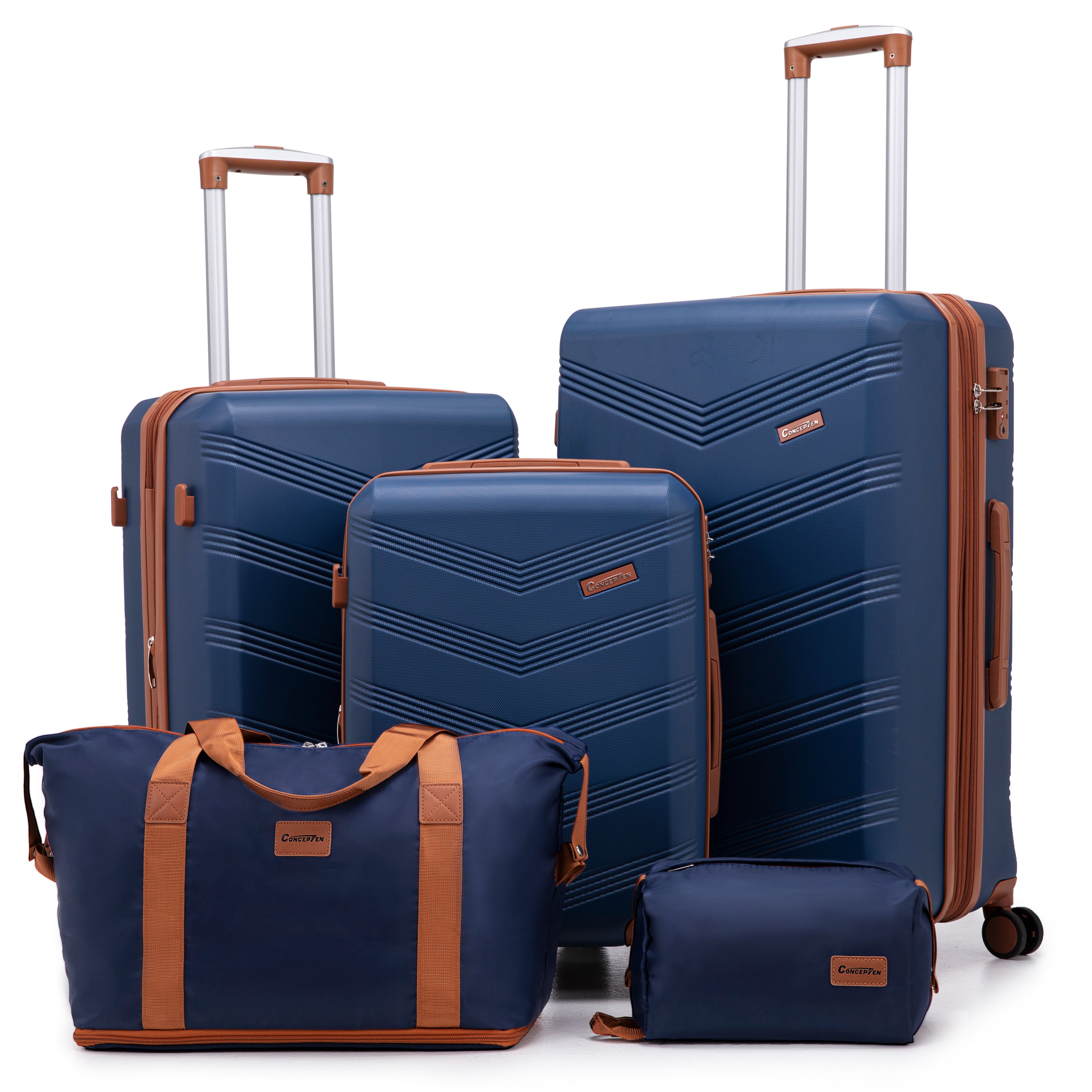 Concepten 5-Piece Expandable Hardshell Luggage Set with Spinner Wheels and TSA Lock（20"Carry-on and 24" Travel Suitcase、28"Checked Luggage) Suitable for Business and Family Travel