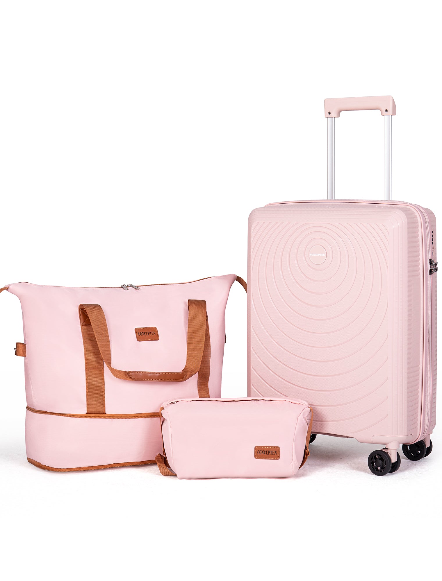 Concepten 3-Piece Carry on Luggage Set, PP Material Hard Shell Suitcase with TSA Lock for Rotating Wheels，Lightweight and Drop Resistant Suitcase