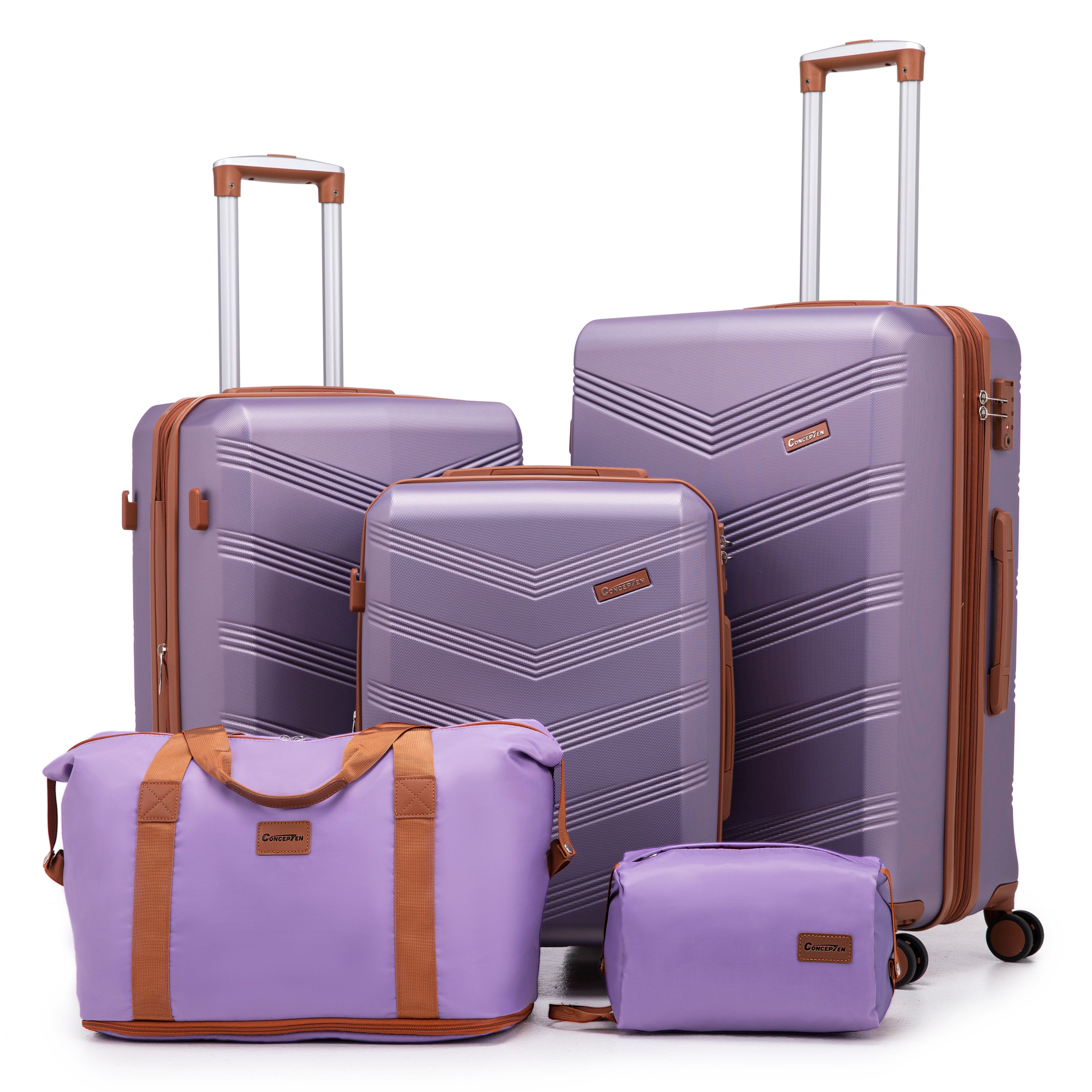 Concepten 5-Piece Expandable Hardshell Luggage Set with Spinner Wheels and TSA Lock（20"Carry-on and 24" Travel Suitcase、28"Checked Luggage) Suitable for Business and Family Travel