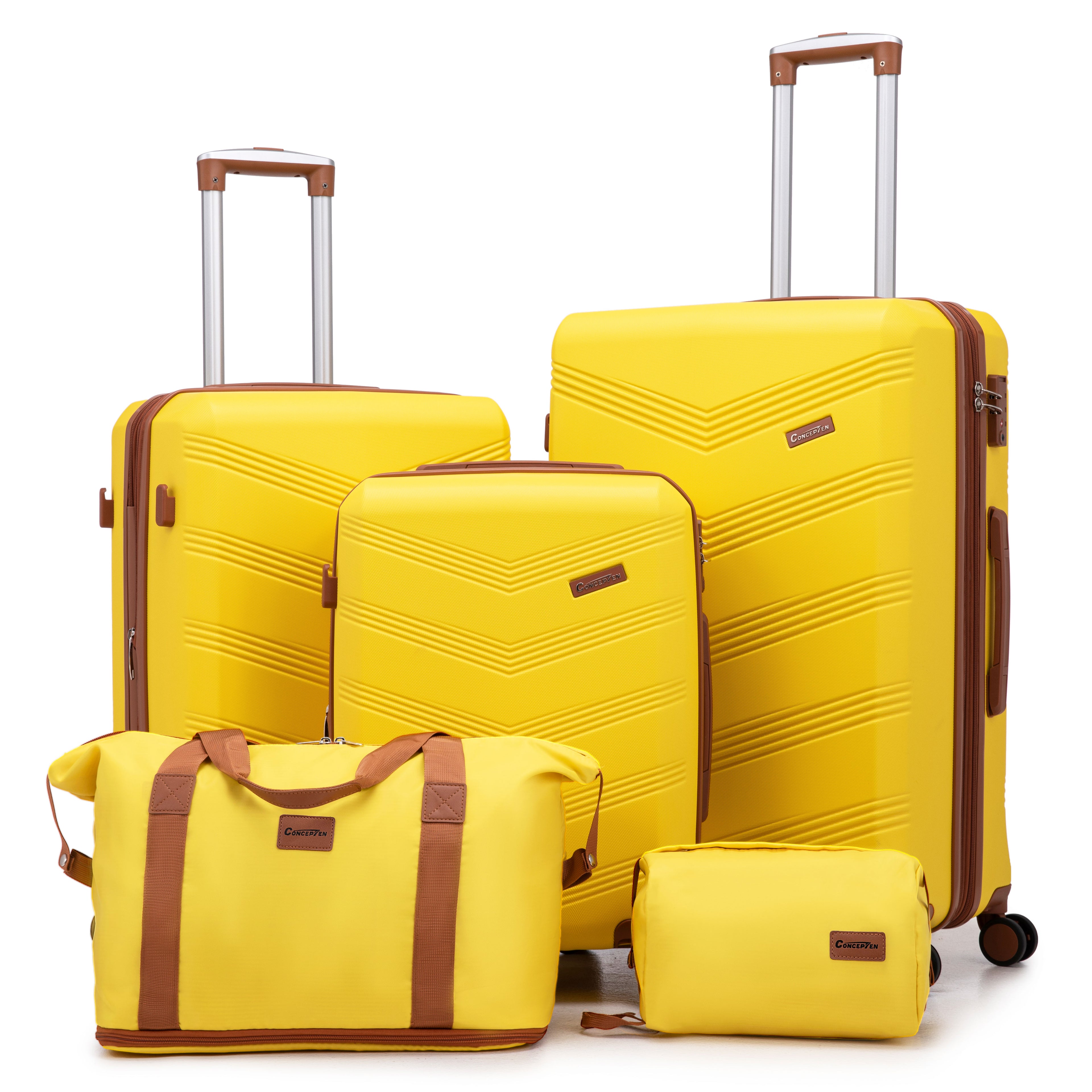 Concepten 5-Piece Expandable Hardshell Luggage Set with Spinner Wheels and TSA Lock（20"Carry-on and 24" Travel Suitcase、28"Checked Luggage) Suitable for Business and Family Travel