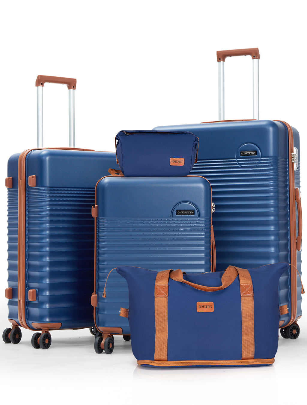 Concepten 5-Piece Luggage Set ABS Hardshell Suitcase with TSA Lock（20"Carry-On and 24" Travel Suitcase、28"Checked Luggage)-Deep Blue
