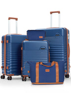 Concepten 5-Piece Luggage Set ABS Hardshell Suitcase with TSA Lock（20"Carry-On and 24" Travel Suitcase、28"Checked Luggage)-Deep Blue