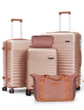 Concepten 5-Piece Luggage Set ABS Hardshell Suitcase with TSA Lock（20"Carry-On and 24" Travel Suitcase、28"Checked Luggage)-Champagne