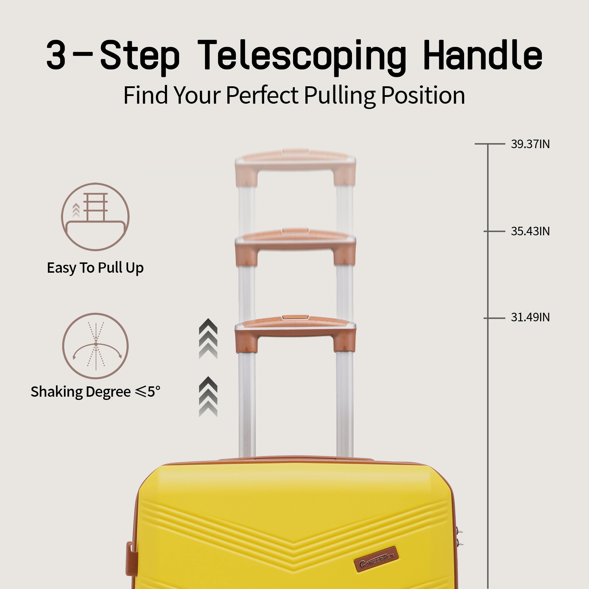 Concepten 5-Piece Expandable Hardshell Luggage Set with Spinner Wheels and TSA Lock（20"Carry-on and 24" Travel Suitcase、28"Checked Luggage) Suitable for Business and Family Travel