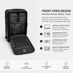 CONCEPTEN Front-Opening 3-Piece PP Material Luggage Set, Featuring Swivel Wheels And TSA Lock For Travel
