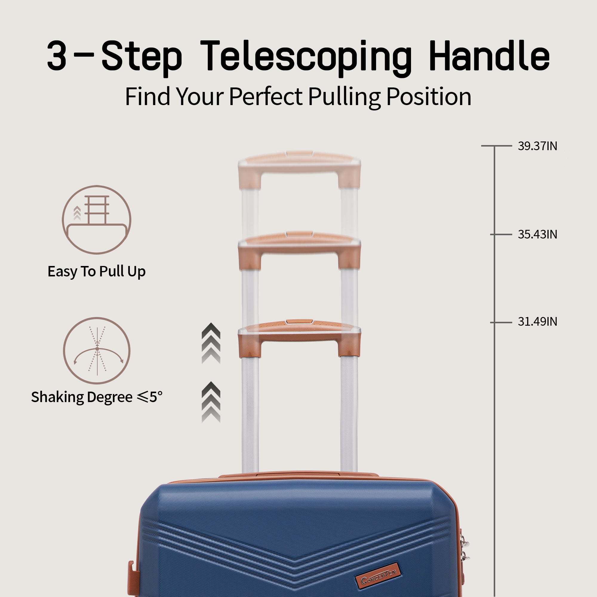 Concepten 5-Piece Expandable Hardshell Luggage Set with Spinner Wheels and TSA Lock（20"Carry-on and 24" Travel Suitcase、28"Checked Luggage) Suitable for Business and Family Travel