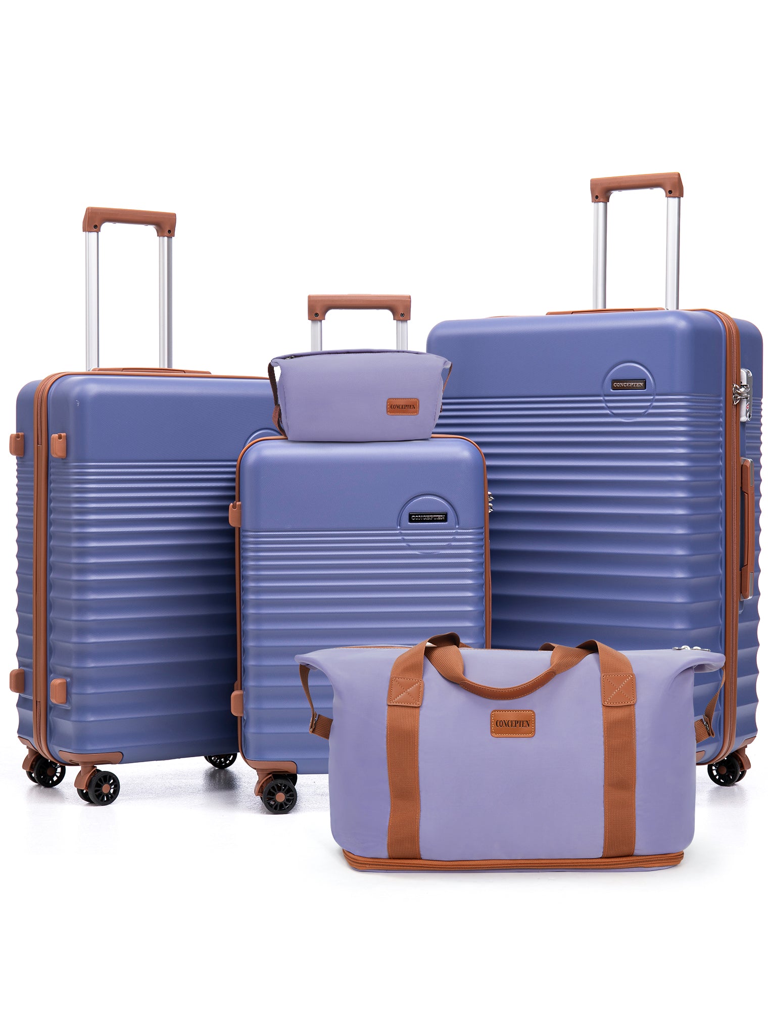Concepten 5-Piece Luggage Set ABS Hardshell Suitcase with TSA Lock（20"Carry-On and 24" Travel Suitcase、28"Checked Luggage)-SlateBlue