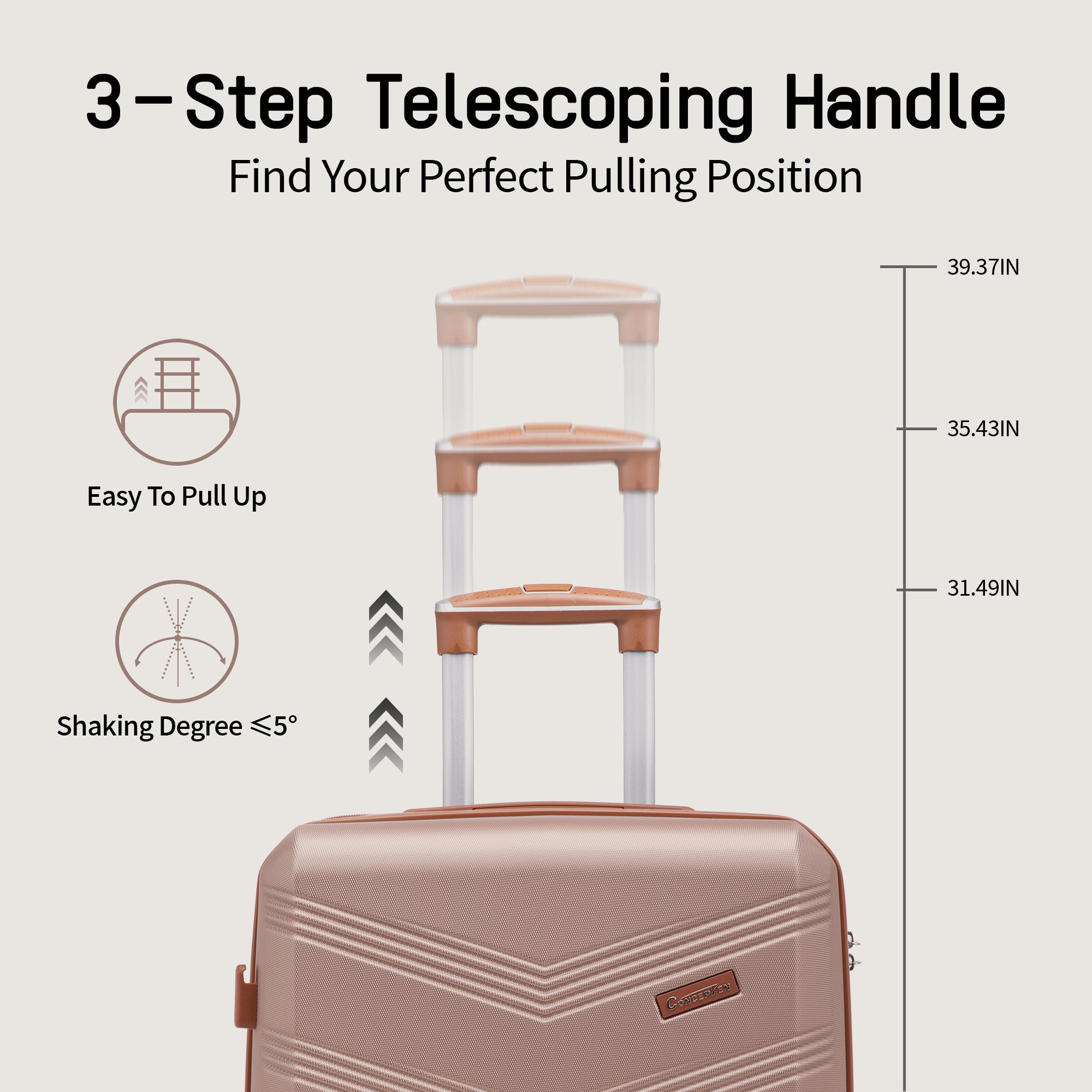 Concepten 5-Piece Expandable Hardshell Luggage Set with Spinner Wheels and TSA Lock（20"Carry-on and 24" Travel Suitcase、28"Checked Luggage) Suitable for Business and Family Travel