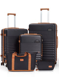 Concepten 5-Piece Luggage Set ABS Hardshell Suitcase with TSA Lock（20"Carry-On and 24" Travel Suitcase、28"Checked Luggage)-Black