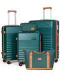 Concepten 5-Piece Luggage Set ABS Hardshell Suitcase with TSA Lock（20"Carry-On and 24" Travel Suitcase、28"Checked Luggage)-Teal