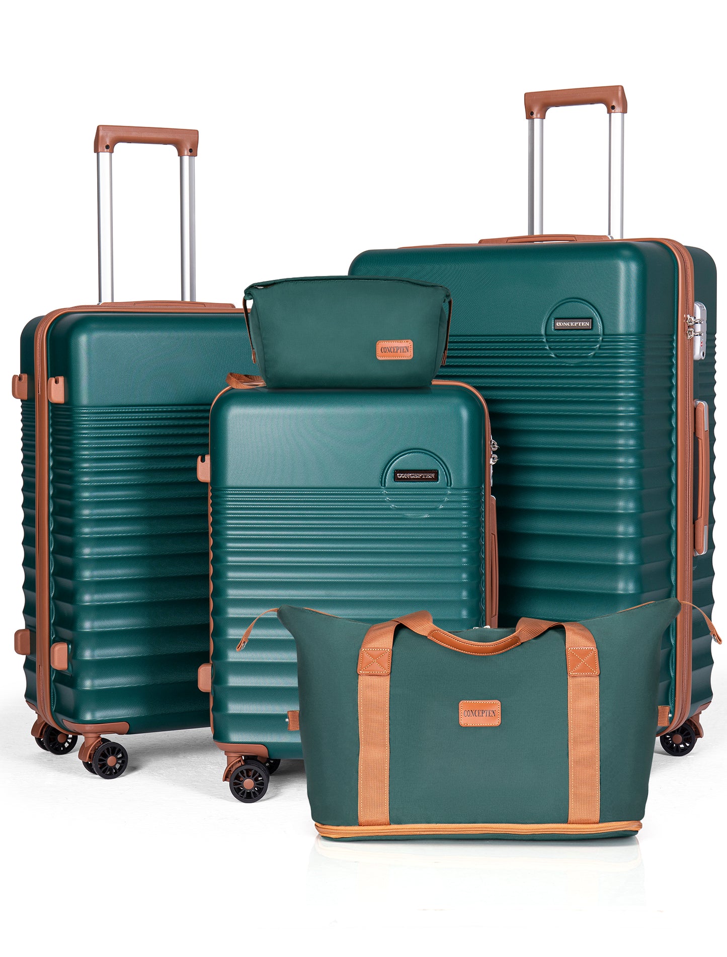 Concepten 5-Piece Luggage Set ABS Hardshell Suitcase with TSA Lock（20"Carry-On and 24" Travel Suitcase、28"Checked Luggage)-Teal