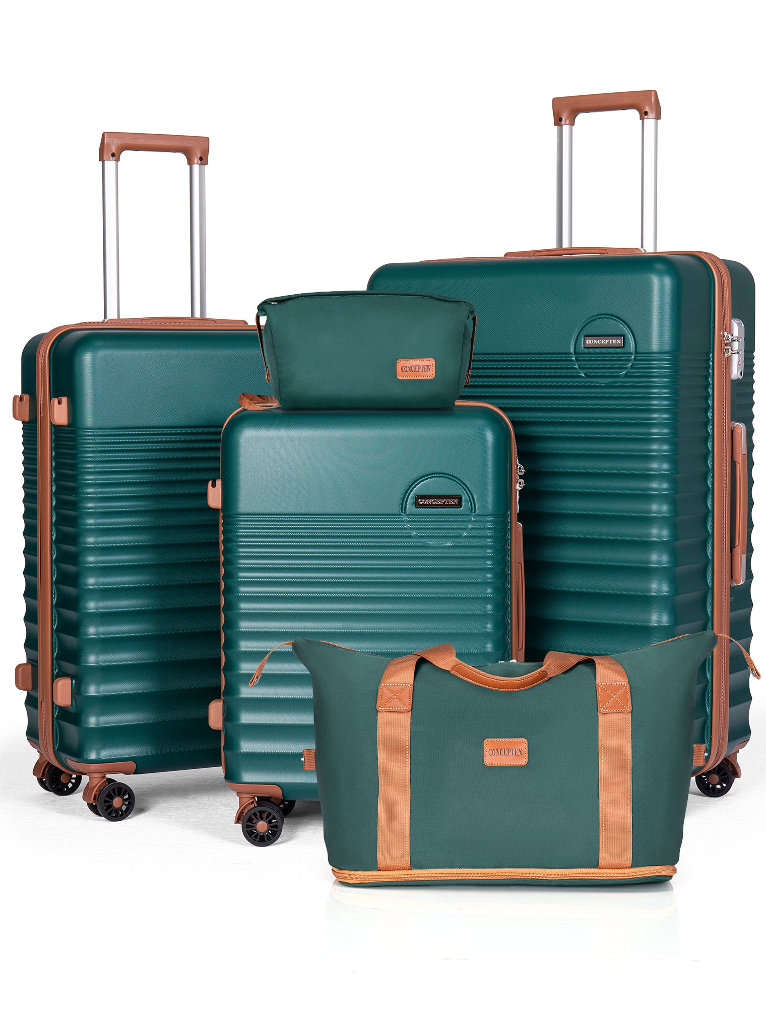 Concepten 5-Piece Luggage Set ABS Hardshell Suitcase with TSA Lock（20"Carry-On and 24" Travel Suitcase、28"Checked Luggage)-Teal
