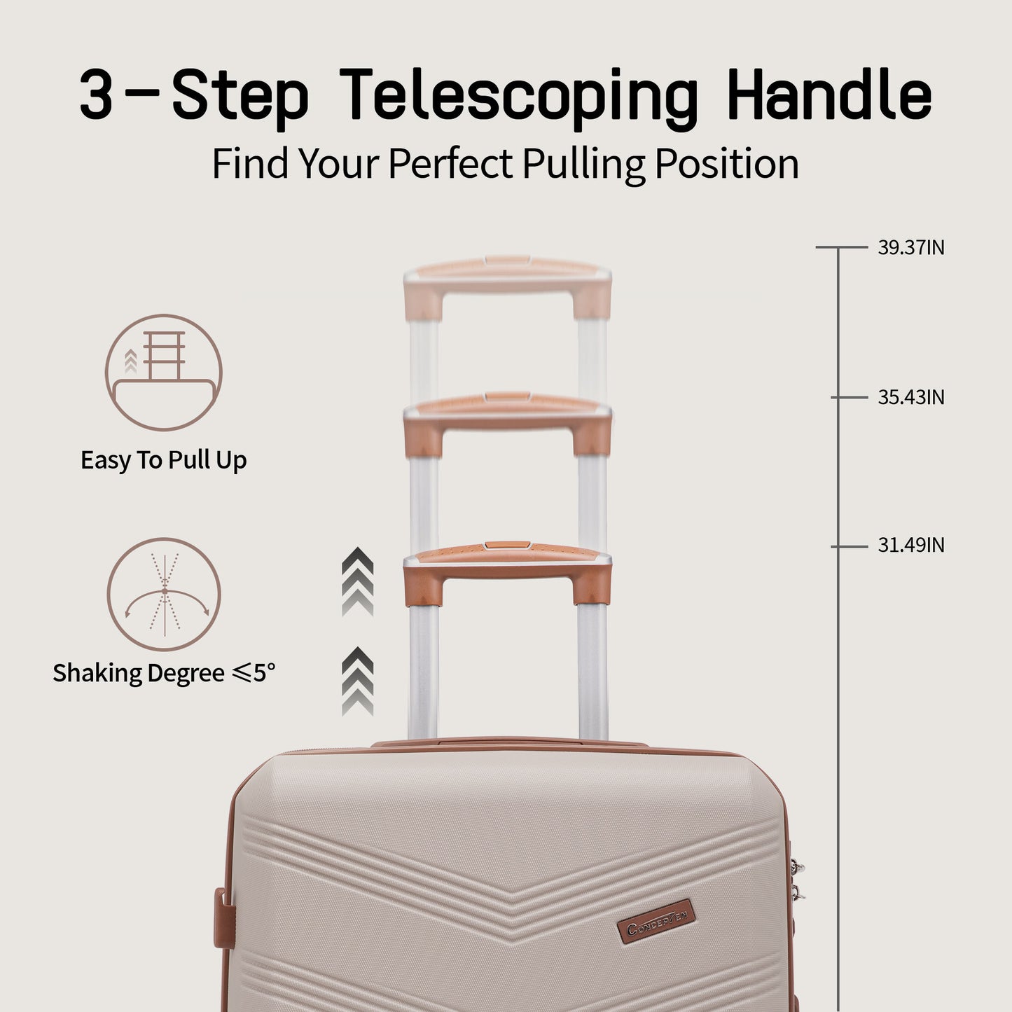CONCEPZEN 5-Piece Expandable Hardshell Luggage Set with Spinner Wheels TSA Approved Carry On 20-Inch & Checked 24/28-Inch Lightweight Suitcases Suitable for Business and Family Travel