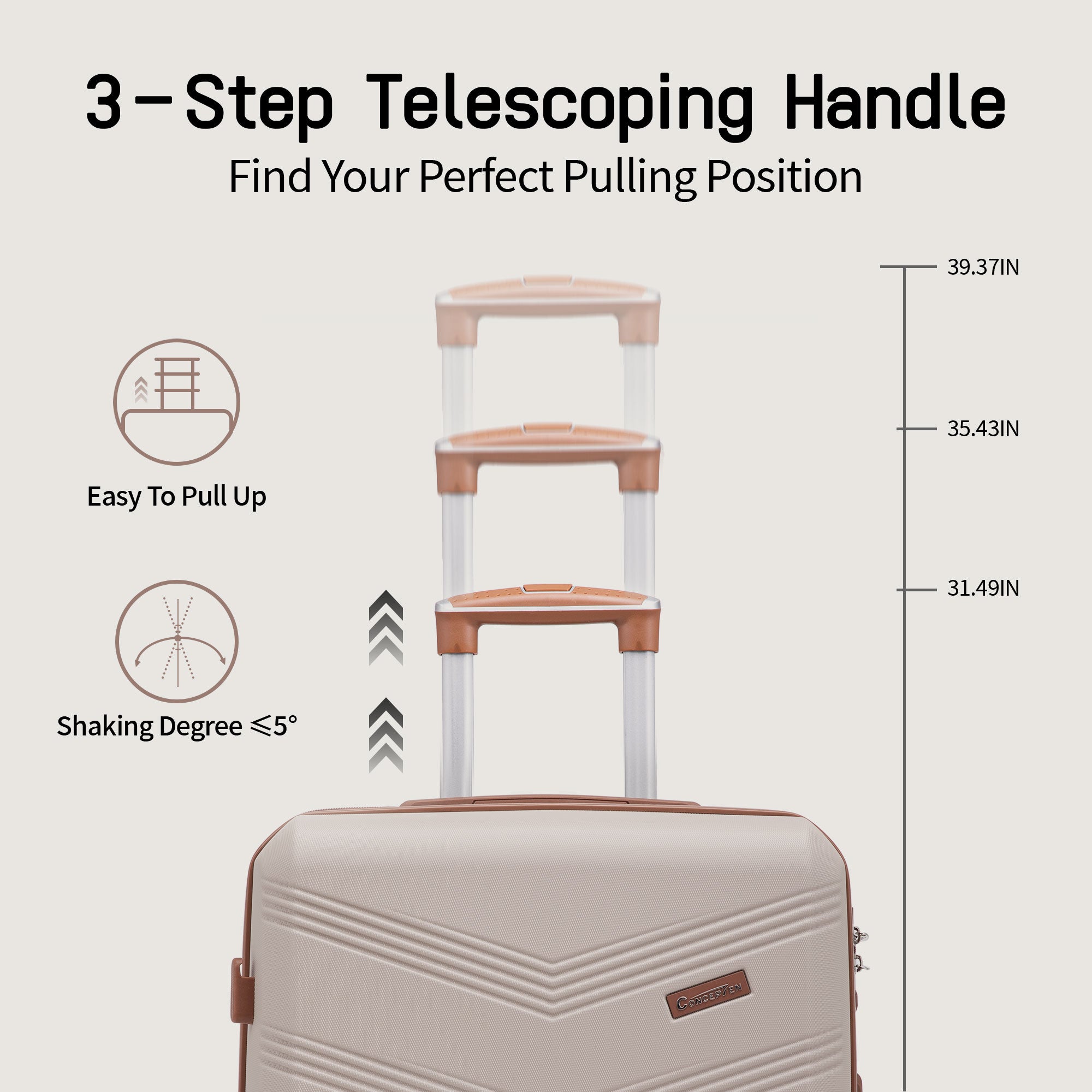 Concepten 5-Piece Expandable Hardshell Luggage Set with Spinner Wheels and TSA Lock（20"Carry-on and 24" Travel Suitcase、28"Checked Luggage) Suitable for Business and Family Travel