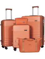 Concepten 5-Piece Luggage Set ABS Hardshell Suitcase with TSA Lock（20"Carry-On and 24" Travel Suitcase、28"Checked Luggage)-Orange