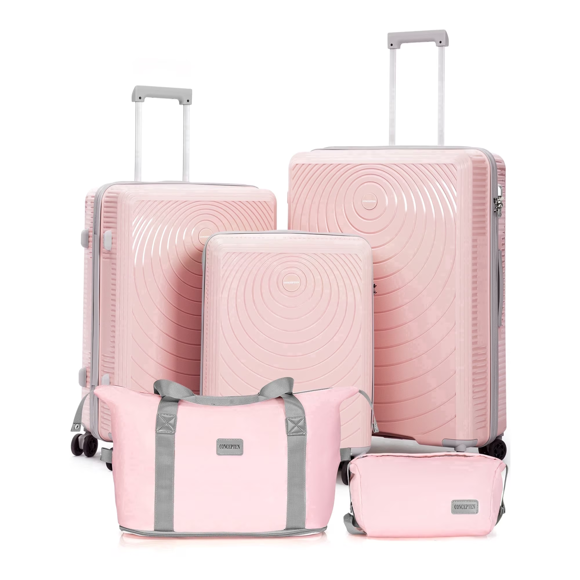Concepten 5 Piece Lightweight Luggage Set,with TSA Lock and Swivel Wheels, PP Material Anti Fall and Anti Crack Suitcase