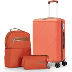 Concepten 3-Piece Carry On Luggage Set,20-Inch Suitcase with Spinner Wheels TSA Lock travel backpack and Toiletry Bag Hardside Lightweight Luggage