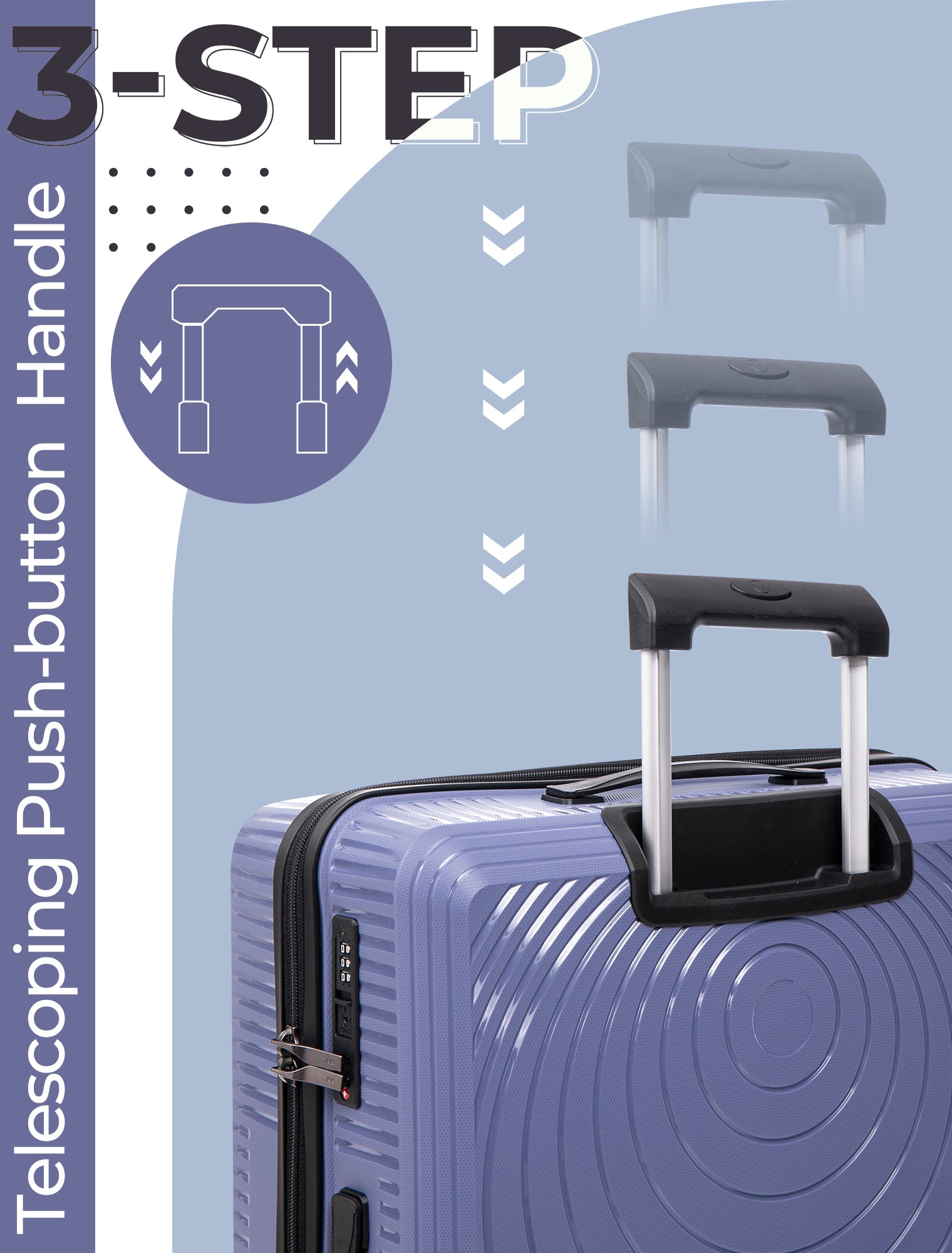 Concepten 3-Piece Carry on Luggage Set, PP Material Hard Shell Suitcase with TSA Lock for Rotating Wheels，Lightweight and Drop Resistant Suitcase