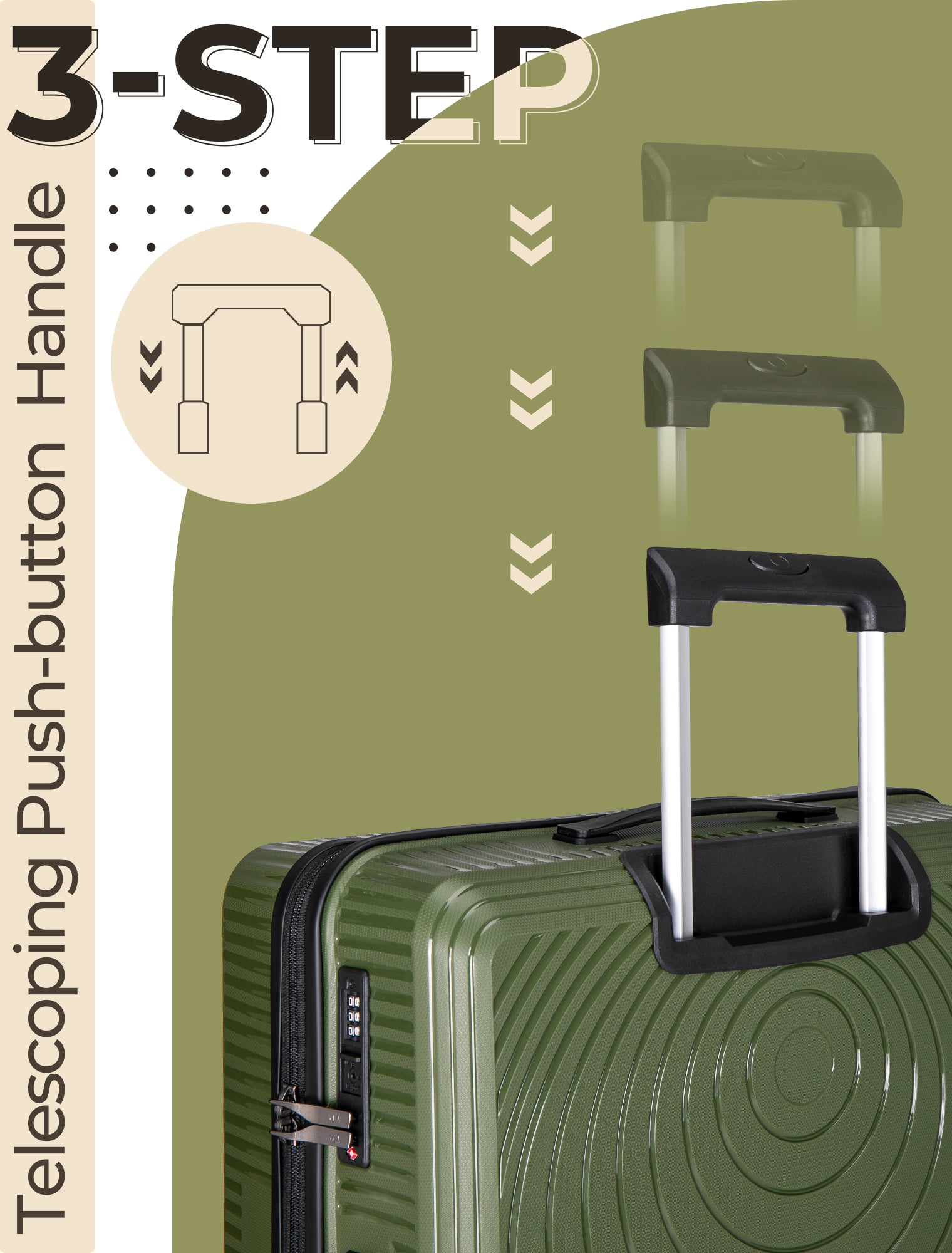 Concepten 3-Piece Carry on Luggage Set, PP Material Hard Shell Suitcase with TSA Lock for Rotating Wheels，Lightweight and Drop Resistant Suitcase