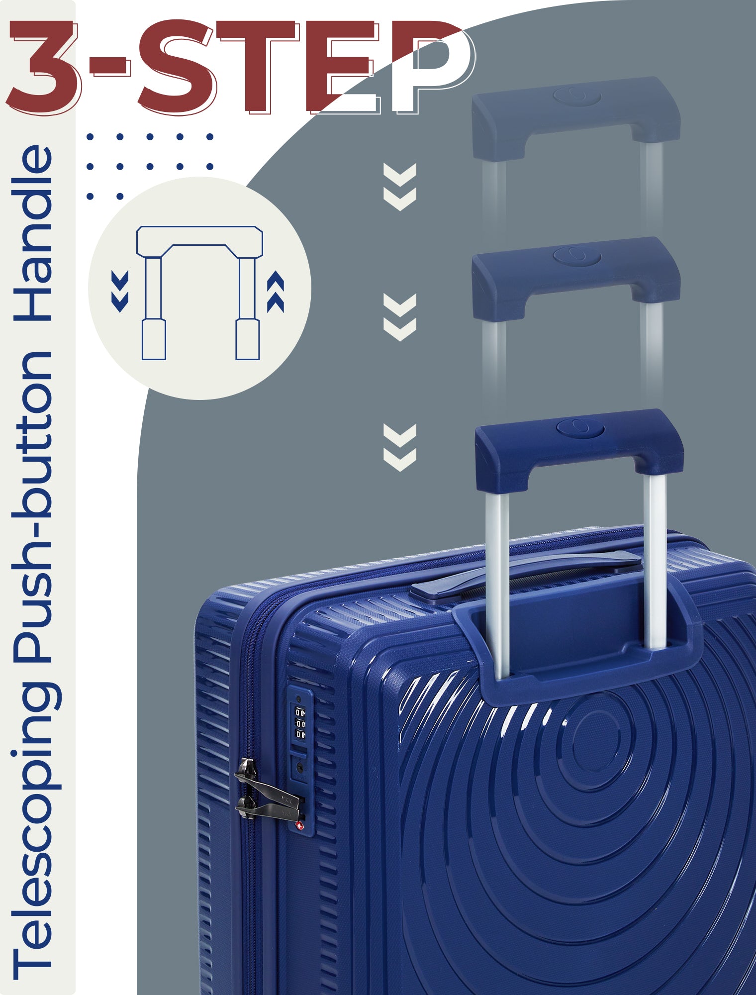 Concepten 3-Piece Carry on Luggage Set, PP Material Hard Shell Suitcase with TSA Lock for Rotating Wheels，Lightweight and Drop Resistant Suitcase