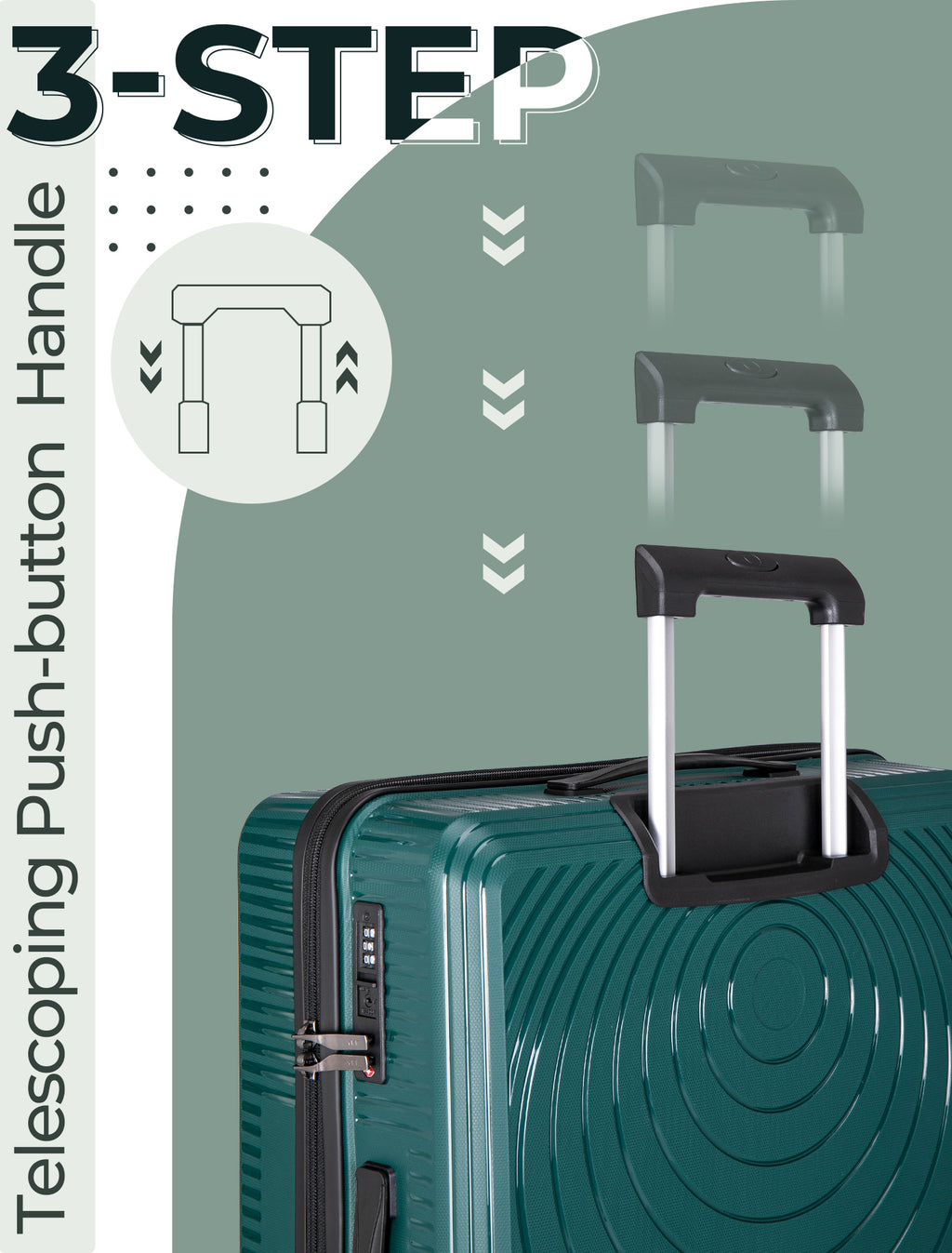 Concepten 3-Piece Carry on Luggage Set, PP Material Hard Shell Suitcase with TSA Lock for Rotating Wheels，Lightweight and Drop Resistant Suitcase