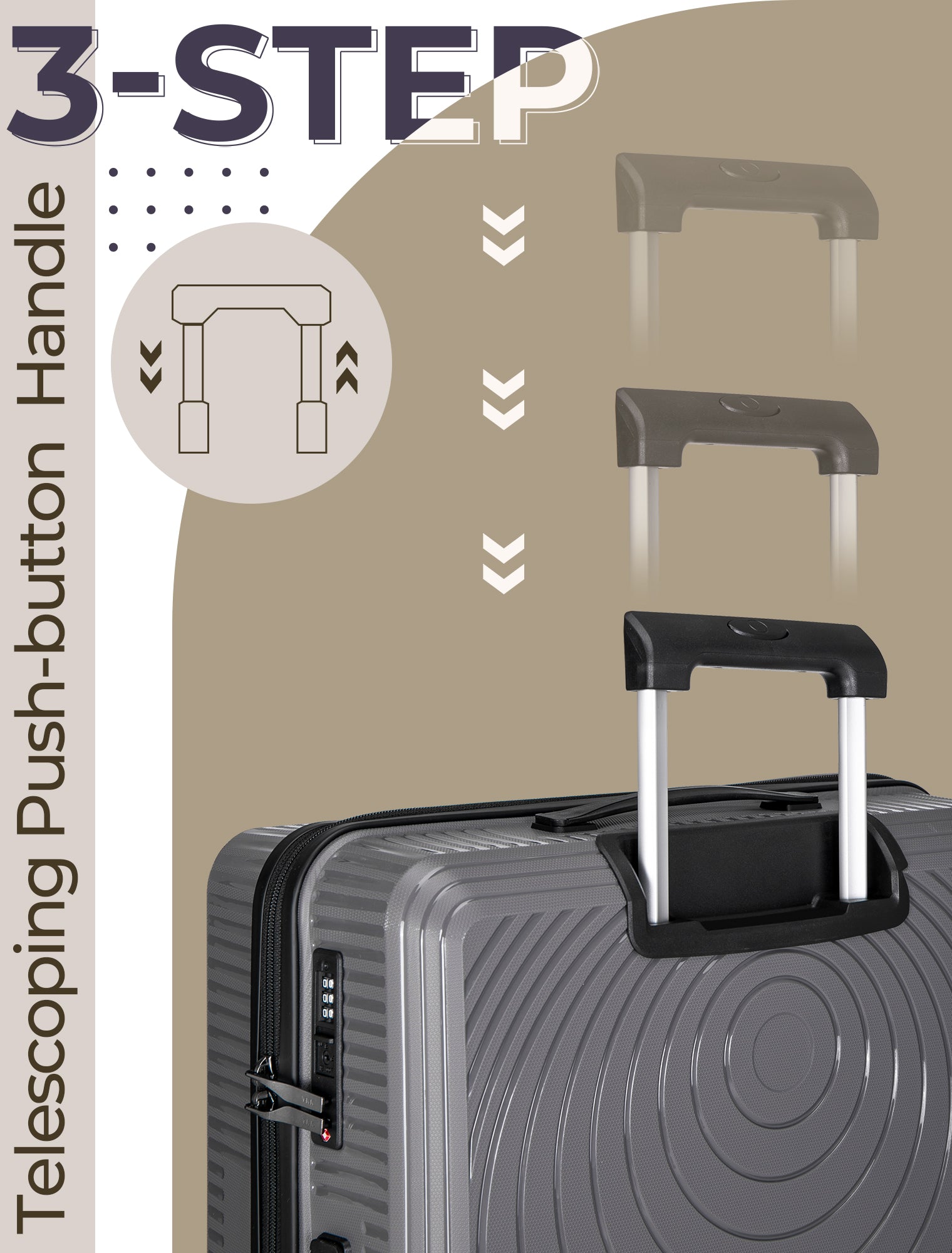 Concepten 3-Piece Carry on Luggage Set, PP Material Hard Shell Suitcase with TSA Lock for Rotating Wheels，Lightweight and Drop Resistant Suitcase