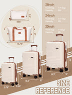 Concepten 5-Piece Luggage Set ABS Hardshell Suitcase with TSA Lock（20"Carry-On and 24" Travel Suitcase、28"Checked Luggage)-Beige