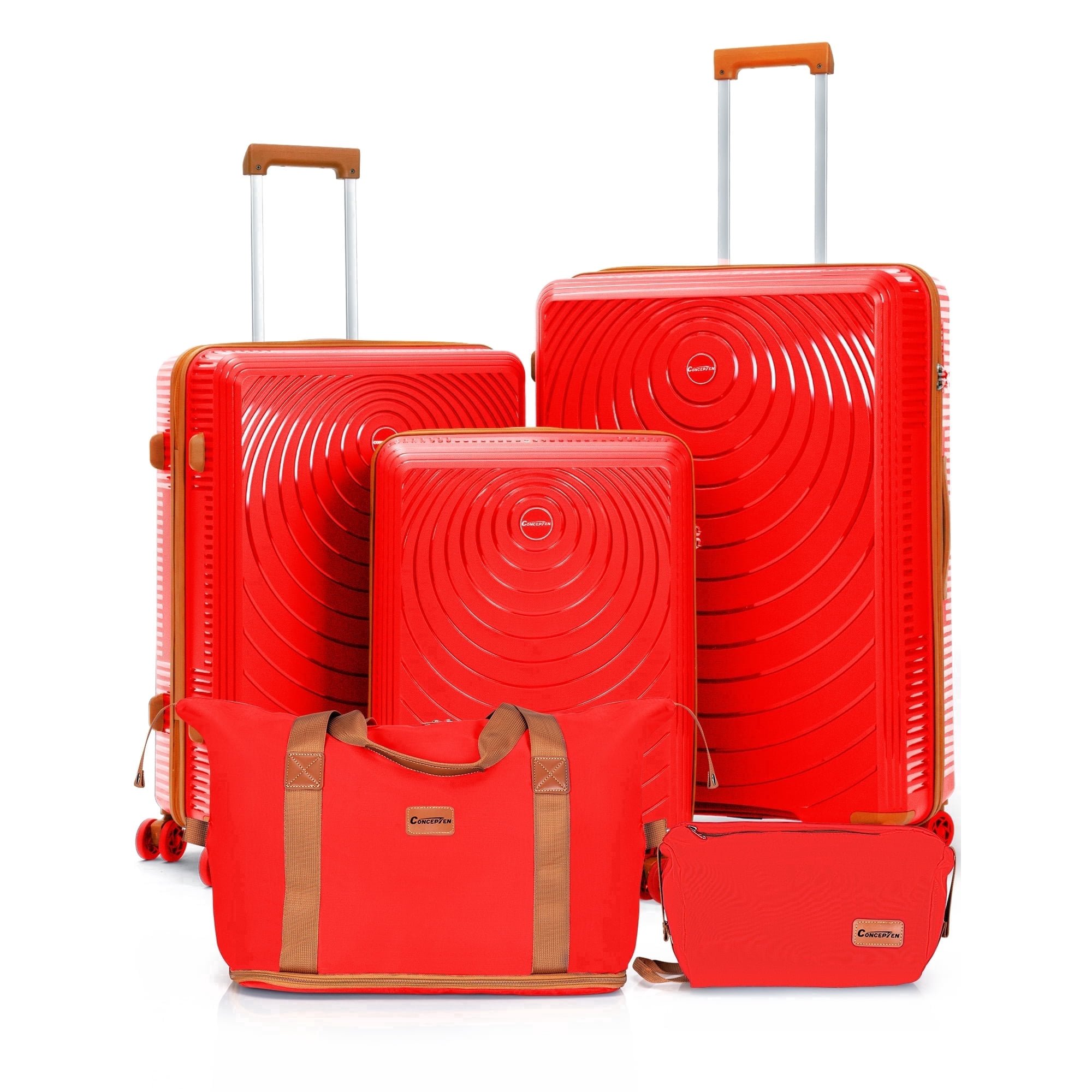 Concepten 5 Piece Lightweight Luggage Set,with TSA Lock and Swivel Wheels, PP Material Anti Fall and Anti Crack Suitcase