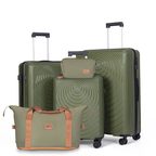 Concepten 5 Piece Lightweight Luggage Set,with TSA Lock and Swivel Wheels, PP Material Anti Fall and Anti Crack Suitcase
