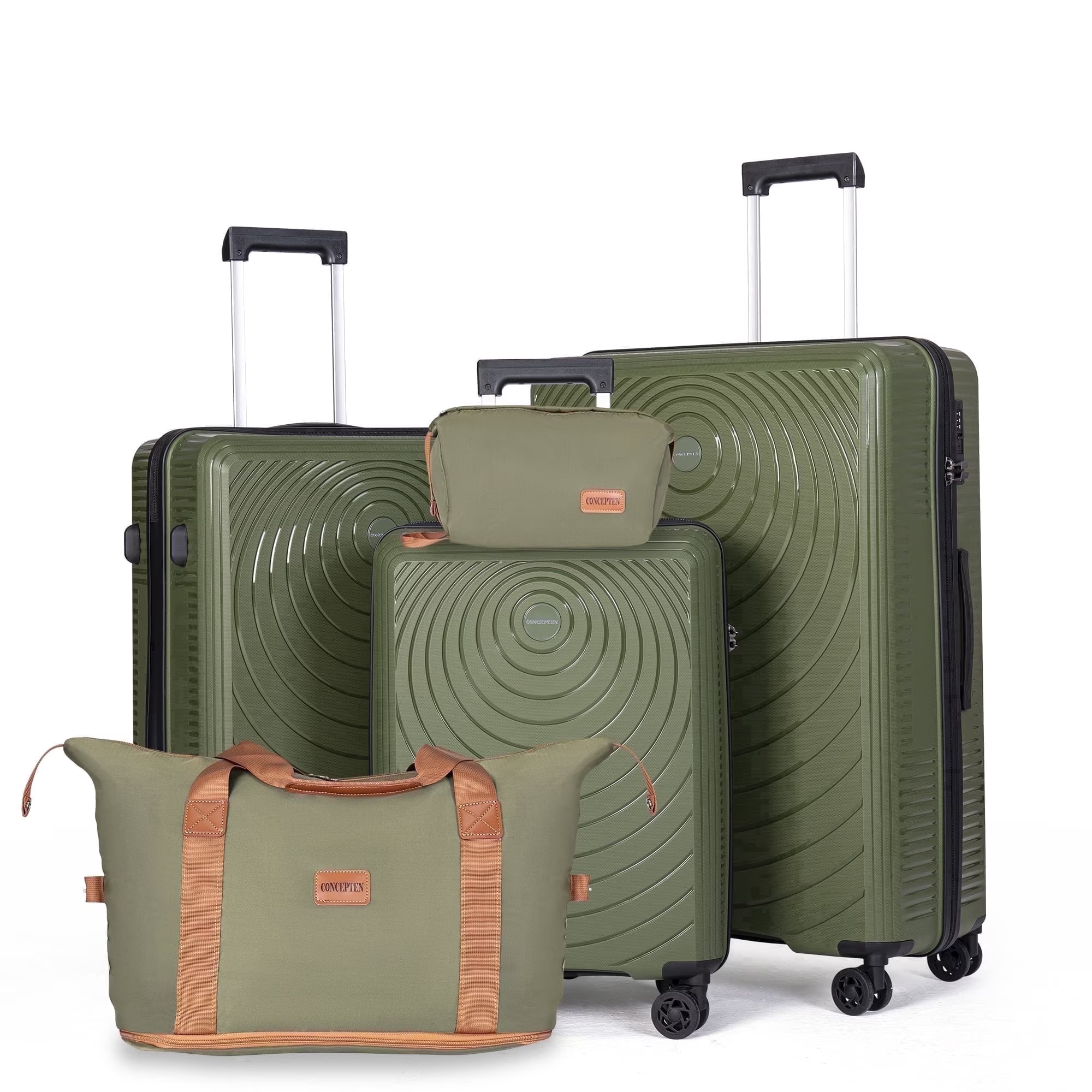 Concepten 5 Piece Lightweight Luggage Set,with TSA Lock and Swivel Wheels, PP Material Anti Fall and Anti Crack Suitcase