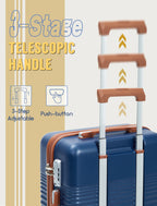 Concepten 5-Piece Luggage Set ABS Hardshell Suitcase with TSA Lock（20"Carry-On and 24" Travel Suitcase、28"Checked Luggage)-Deep Blue