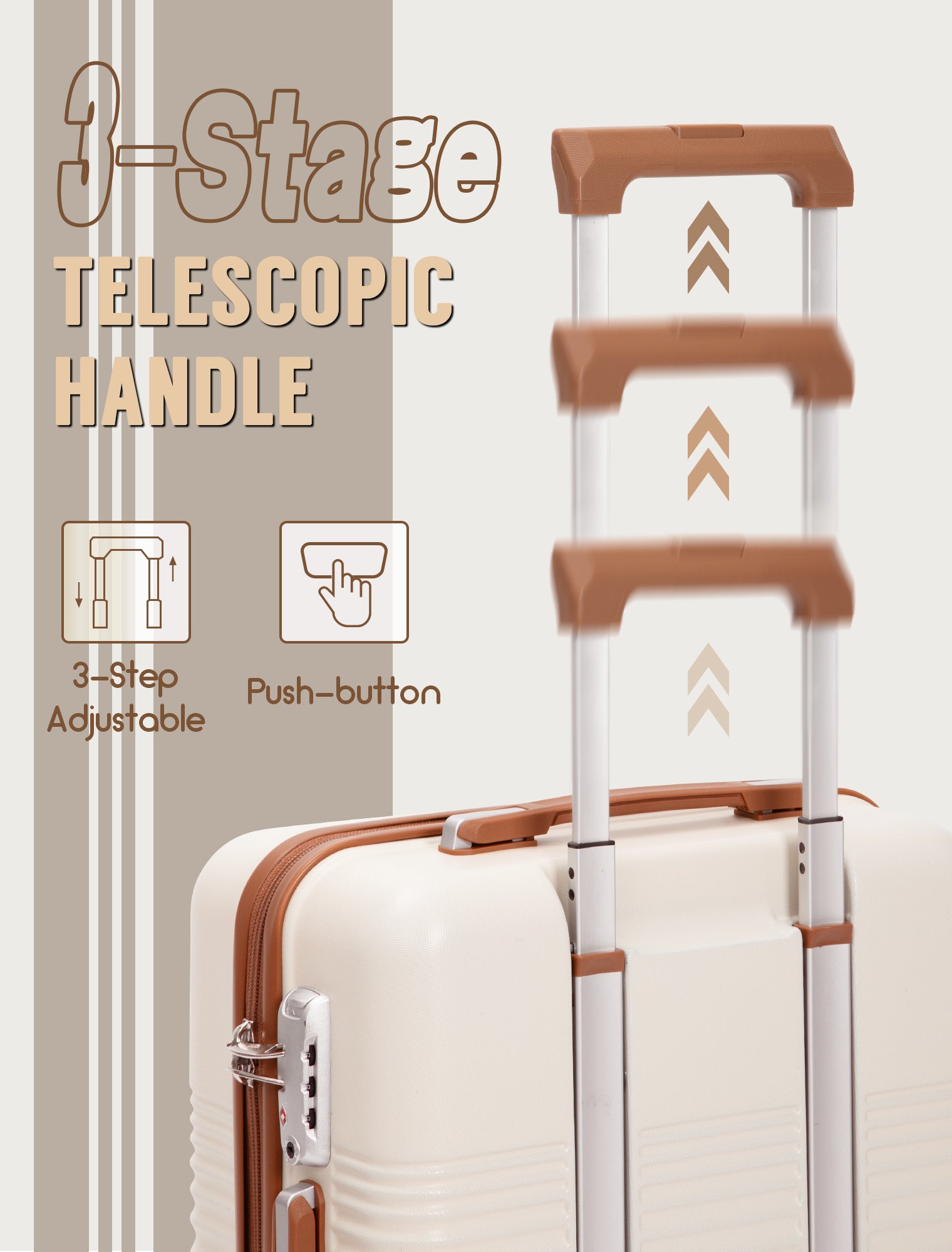 Concepten 5-Piece Luggage Set ABS Hardshell Suitcase with TSA Lock（20"Carry-On and 24" Travel Suitcase、28"Checked Luggage)-Beige