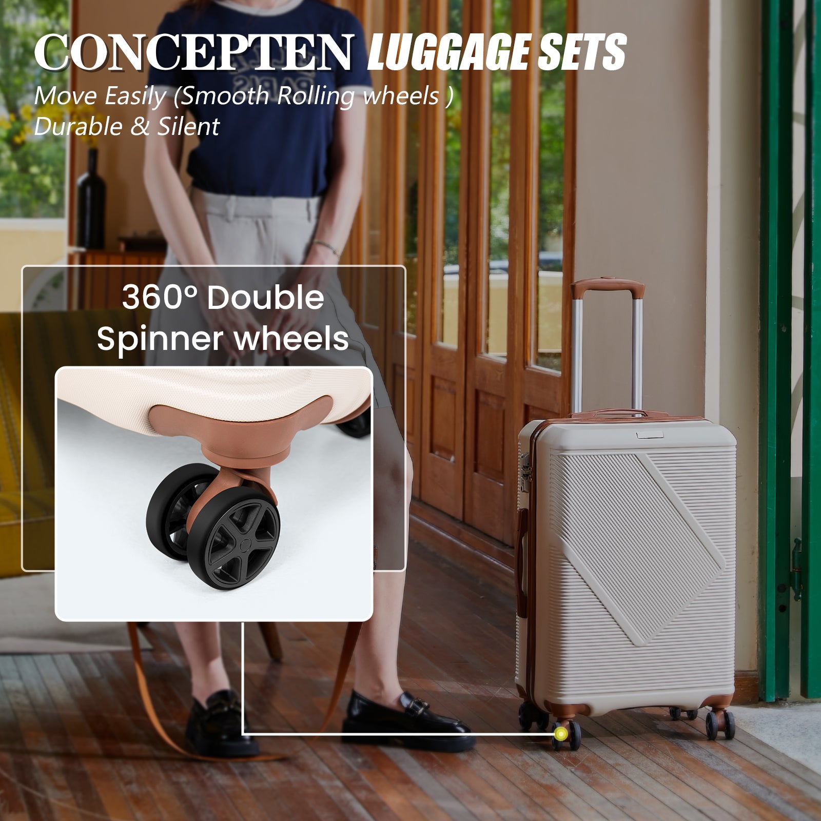 Concepten 3-Piece Carry On Luggage Set,20-Inch Suitcase with Spinner Wheels TSA Lock travel backpack and Toiletry Bag Hardside Lightweight Luggage