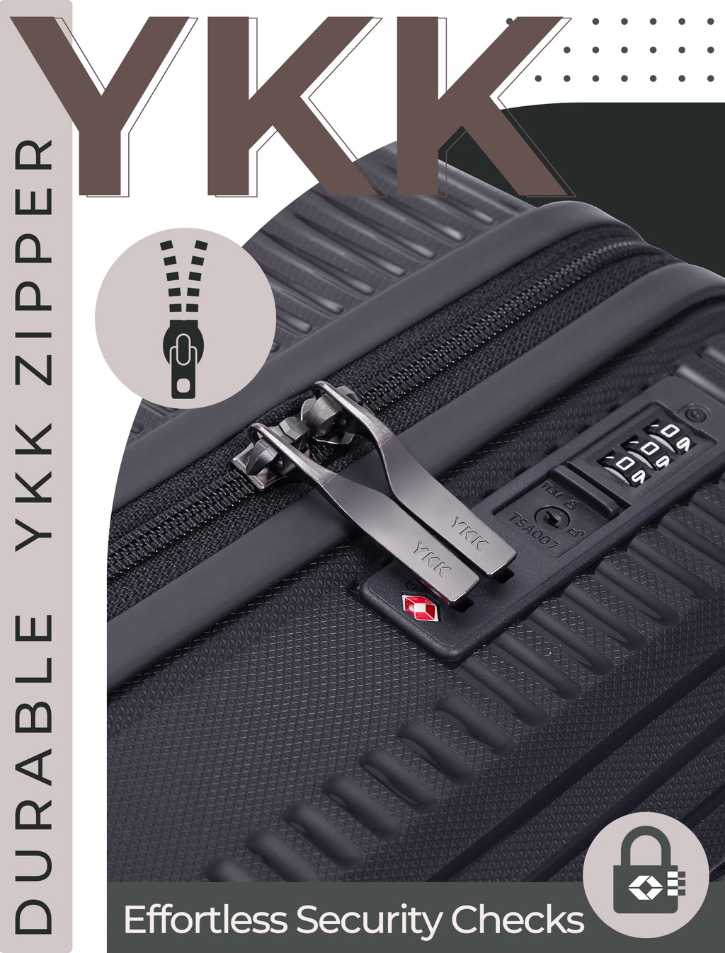 Concepten 3-Piece Carry on Luggage Set, PP Material Hard Shell Suitcase with TSA Lock for Rotating Wheels，Lightweight and Drop Resistant Suitcase