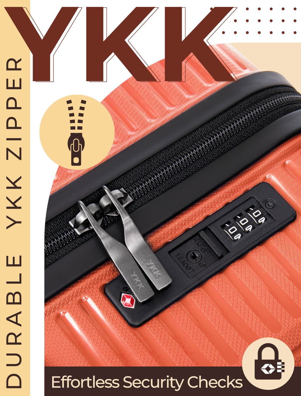 Concepten 3-Piece Carry on Luggage Set, PP Material Hard Shell Suitcase with TSA Lock for Rotating Wheels，Lightweight and Drop Resistant Suitcase