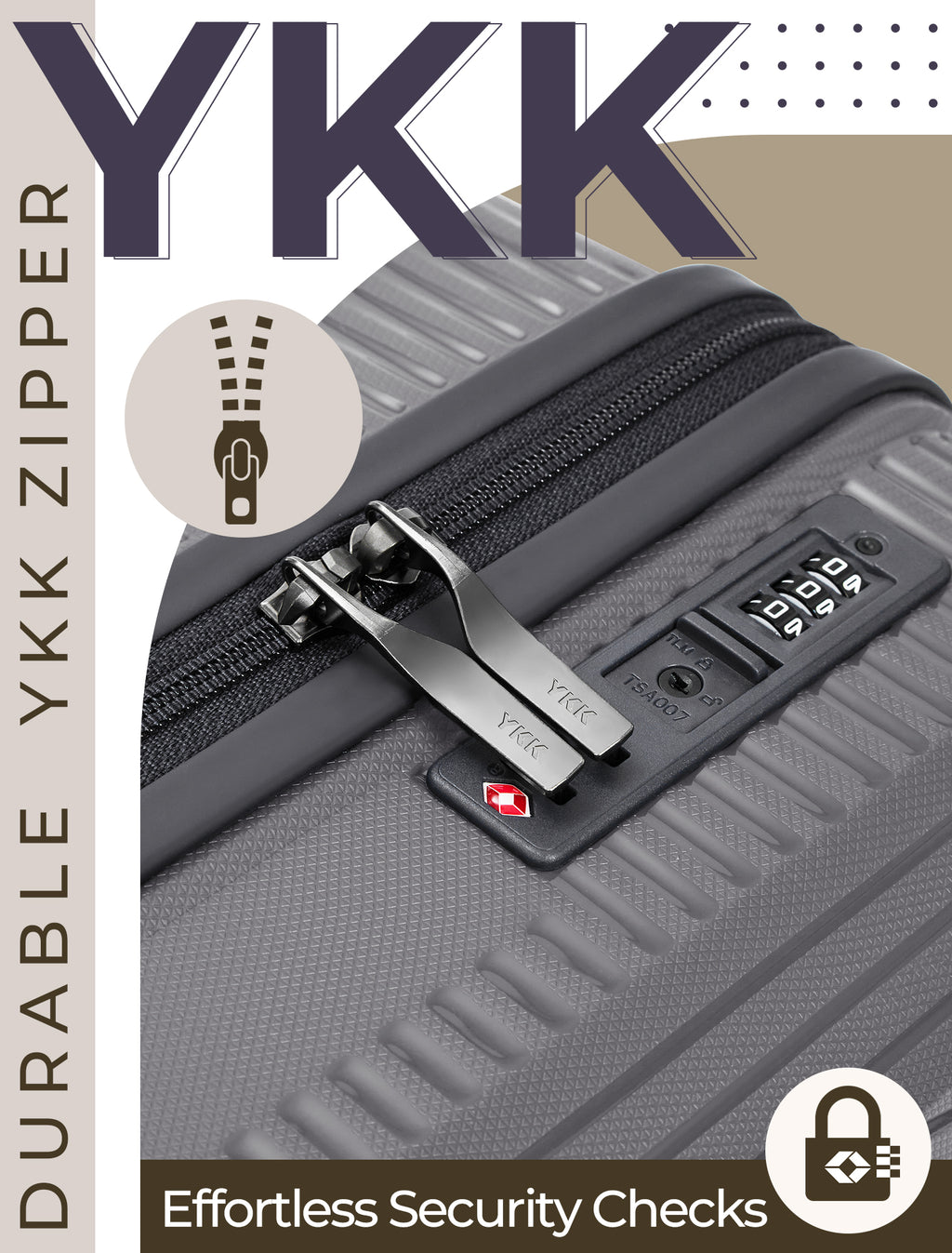 Concepten 3-Piece Carry on Luggage Set, PP Material Hard Shell Suitcase with TSA Lock for Rotating Wheels，Lightweight and Drop Resistant Suitcase
