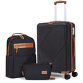 Concepten 3-Piece Carry On Luggage Set,20-Inch Suitcase with Spinner Wheels TSA Lock travel backpack and Toiletry Bag Hardside Lightweight Luggage