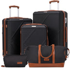 Concepten 5-Piece Hard Shell Luggage, Lightweight Luggage with TSA Lock and Rotating Wheels, Including Extended Travel Bag and Toiletries Bag