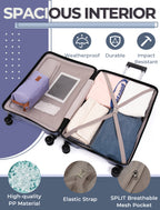 Concepten 3-Piece Carry on Luggage Set, PP Material Hard Shell Suitcase with TSA Lock for Rotating Wheels，Lightweight and Drop Resistant Suitcase