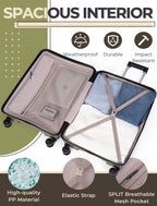 Concepten 3-Piece Carry on Luggage Set, PP Material Hard Shell Suitcase with TSA Lock for Rotating Wheels，Lightweight and Drop Resistant Suitcase